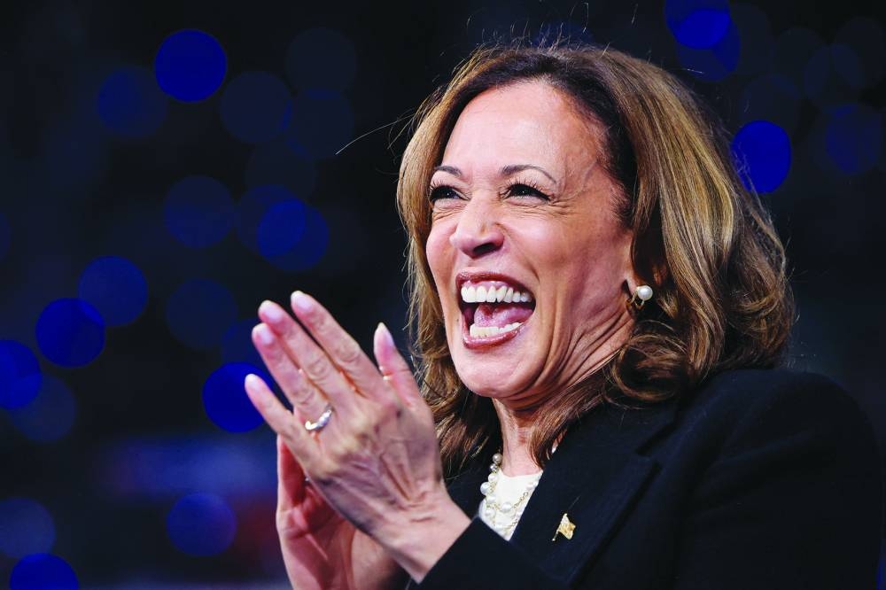 
Kamala Harris holds a campaign rally in Greensboro, North Carolina, on Thursday. 