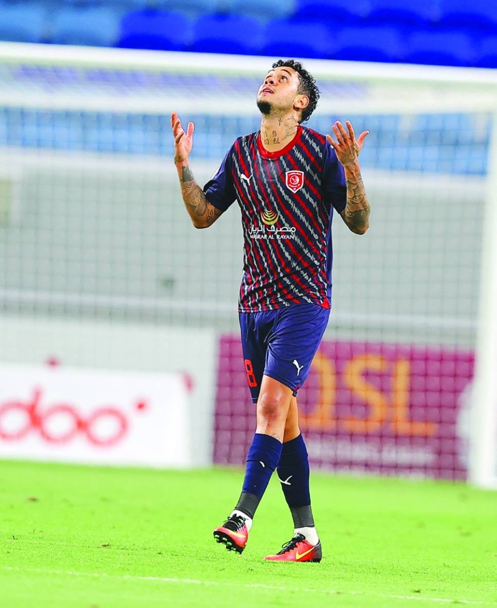 Al Duhail’s Edmilson Junior reacts after scoring against Al Wakrah in the Ooredoo Stars League at Al Janoub Stadium on Saturday.