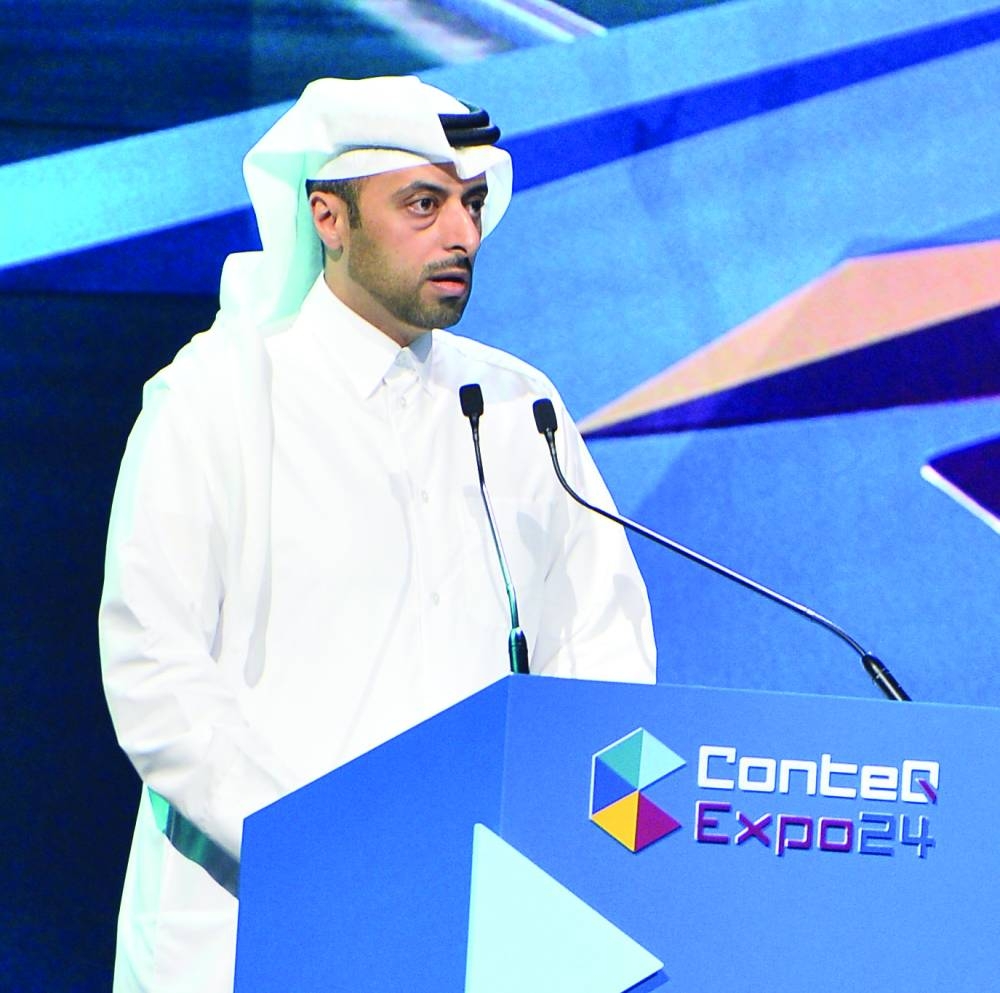 HE the Minister of Municipality Abdullah bin Hamad bin Abdullah al-Attiyah delivering the opening address