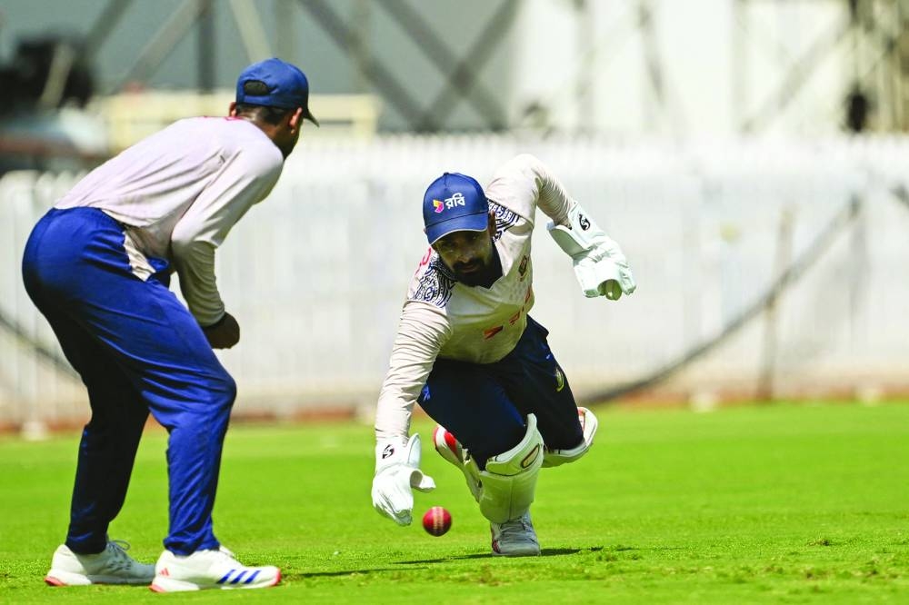 
Bangladesh’s Litton Das (right) takes part in a practice session at the MA Chidambaram Stadium in Chennai ahead of their first Test against India. (AFP) 