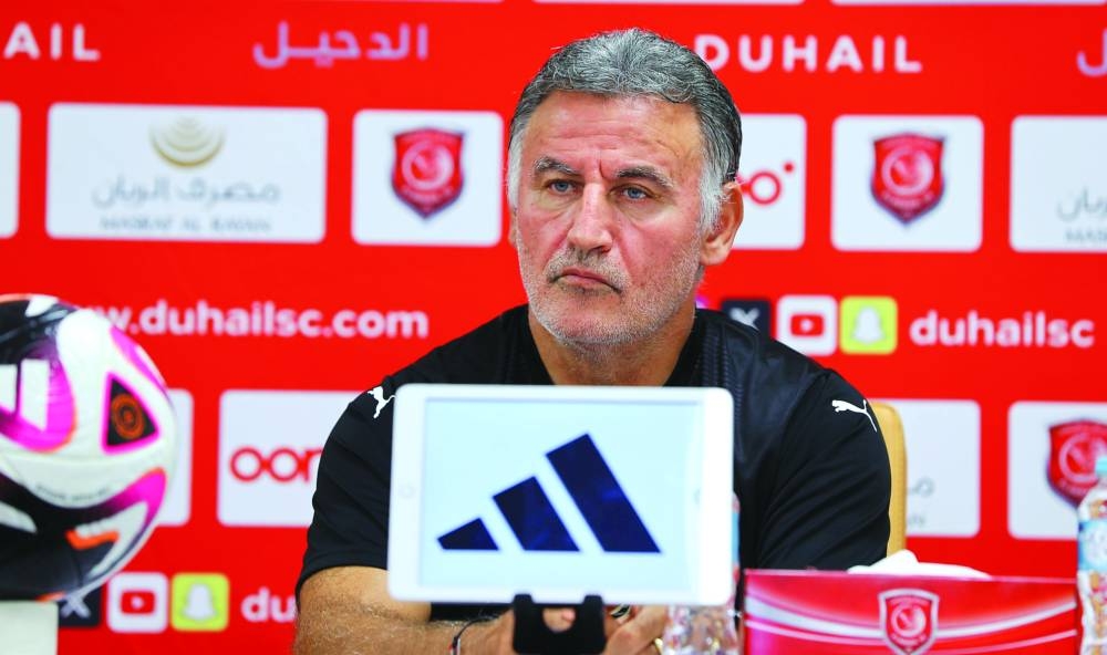 Al Duhail coach Christophe Galtier speak to the media on Friday, on the eve of their Ooredoo Stars League match.