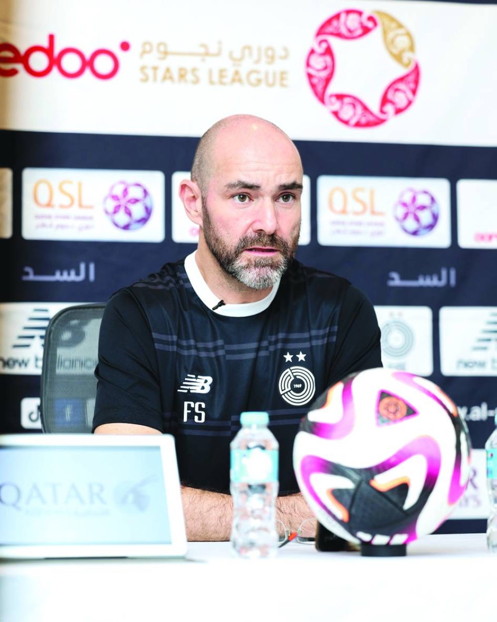 Al Sadd coach Felix Sanchez speak to the media on Friday, on the eve of their Ooredoo Stars League match.