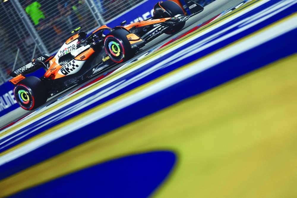 McLaren's Lando Norris during qualifying at the Singapore Grand Prix at Marina Bay Street Circuit, Singapore, on Saturday. (Reuters)