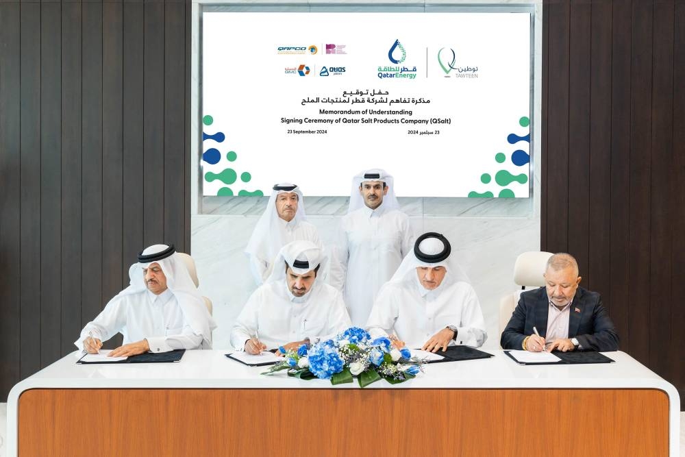 The MoU was signed in the presence of HE the Minister of State for Energy Affairs, Saad Sherida al-Kaabi, also the President and CEO of QatarEnergy at the QatarEnergy headquarters.