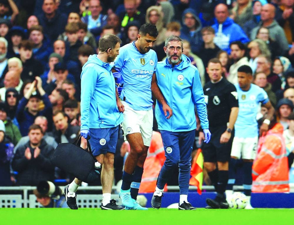 Manchester City's Rodri walks off the pitch after sustaining an injury.  (Reuters/File Picture)