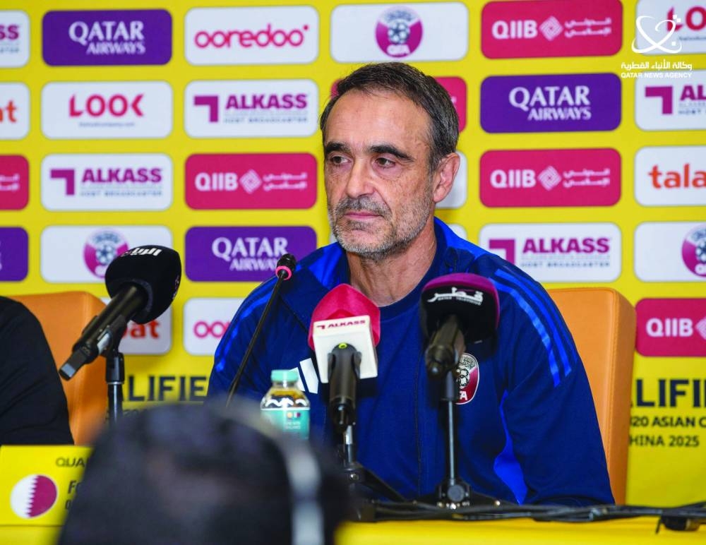 Qatar’s Under-20 coach Felix Angel speak at a press conference on the eve of their AFC U-20 Asian Cup Qualifiers in Doha.