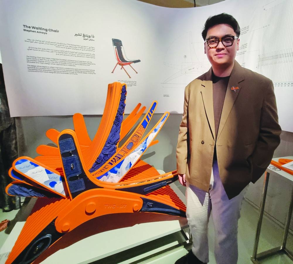 Stephen Amoyo presents *The Waiting Chair at the exhibition at M7. PICTURES: Joey Aguilar