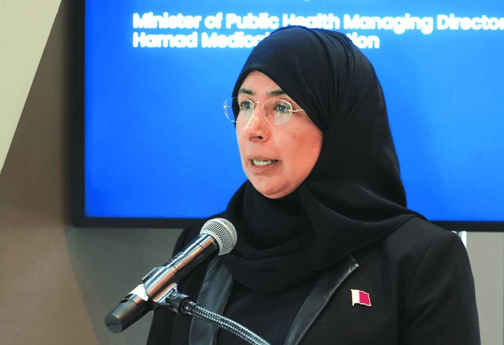 HE the Minister of Public Health Dr Hanan Mohamed al-Kuwari addressing the session.