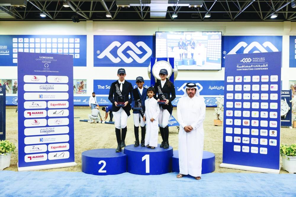 Ahmed Khaled al-Humaidi, Al Shaqab’s Horse Programs Advisor, crowned the winners of the amateur class during the opening round of the Hathab on Friday.