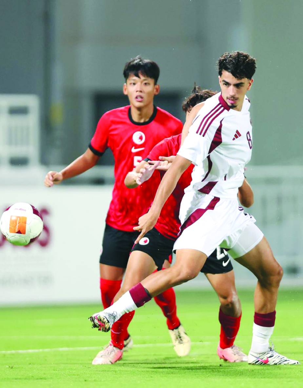 Action from the Qatar vs Hong Kong match.