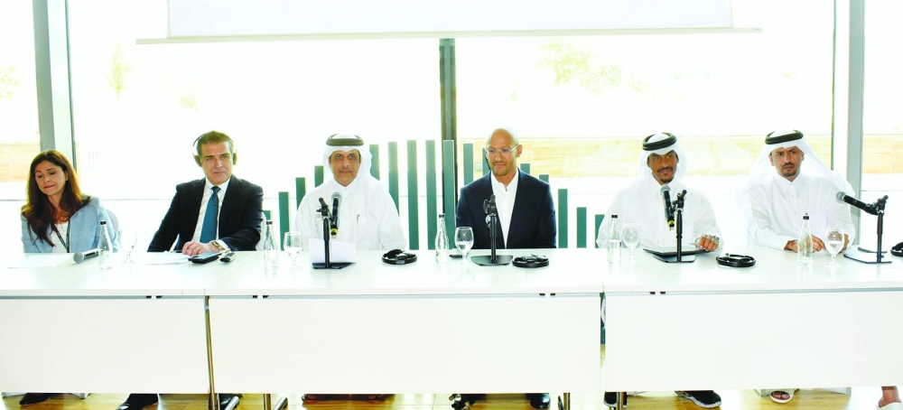Officials announcing the details of the 9th edition of Qatar Sustainability Week Sunday.