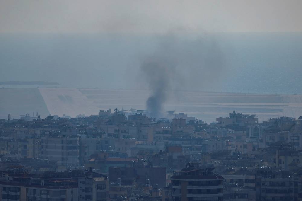 Smoke billows from an Israeli strike near Beirut's Rafic Hariri International Airport in Beirut, on Saturday. REUTERS