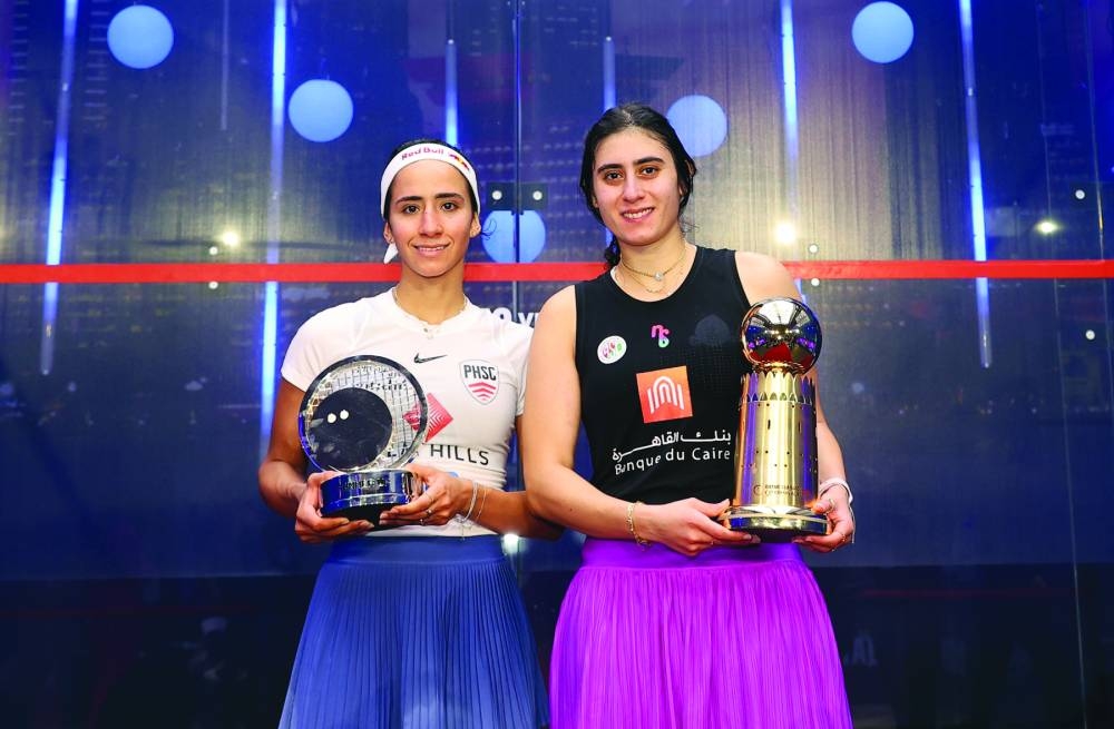
Egypt’s Nour El Sherbini (right) beat compatriot Nouran Gohar 10-12, 5-11, 11-6, 11-9, 11-6. 