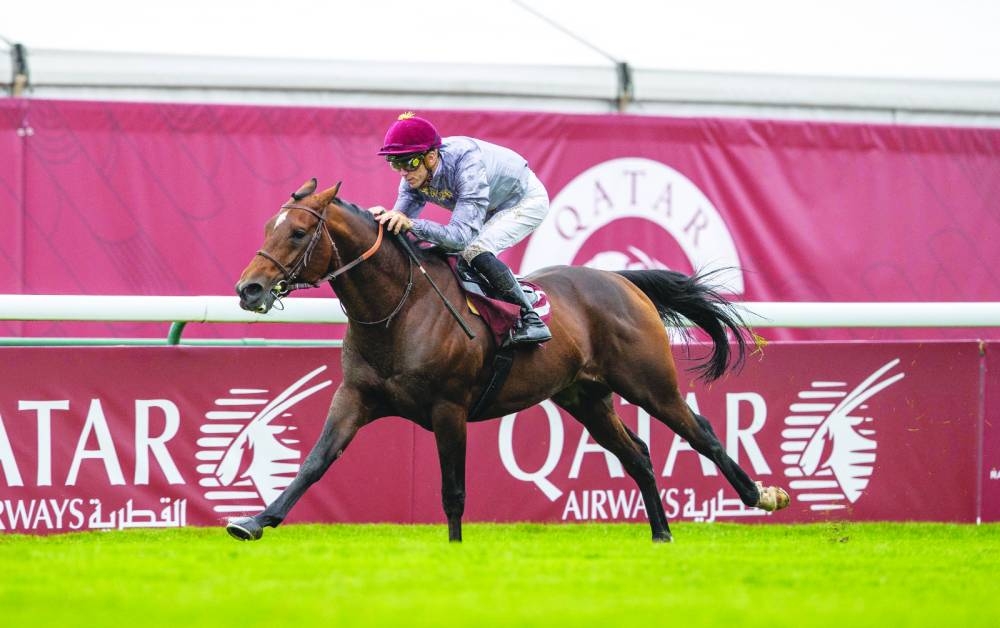 
Al Shaqab Racing’s Al Ghadeer ridden by Christophe Soumillon sprints to Group 1 PA Qatar Arabian World Cup victory at ParisLongchamp racecourse. PICTURES: Juhaim 
