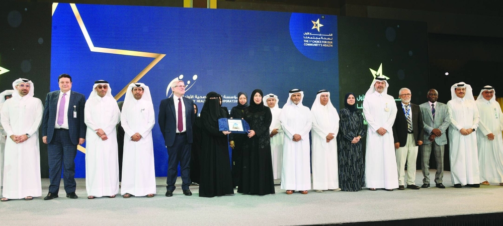 HE the Minister of Public Health Dr Hanan Mohamed al-Kuwari and other officials at the launch of the PHCC's Third Corporate Strategic Plan in Doha Tuesday. PICTURE: Shaji Kayamkulam