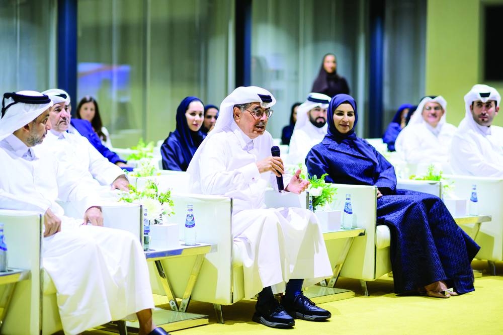 HE Dr Hamad bin Abdulaziz al-Kawari and other dignitaries at the Read to Lead event at QNL.