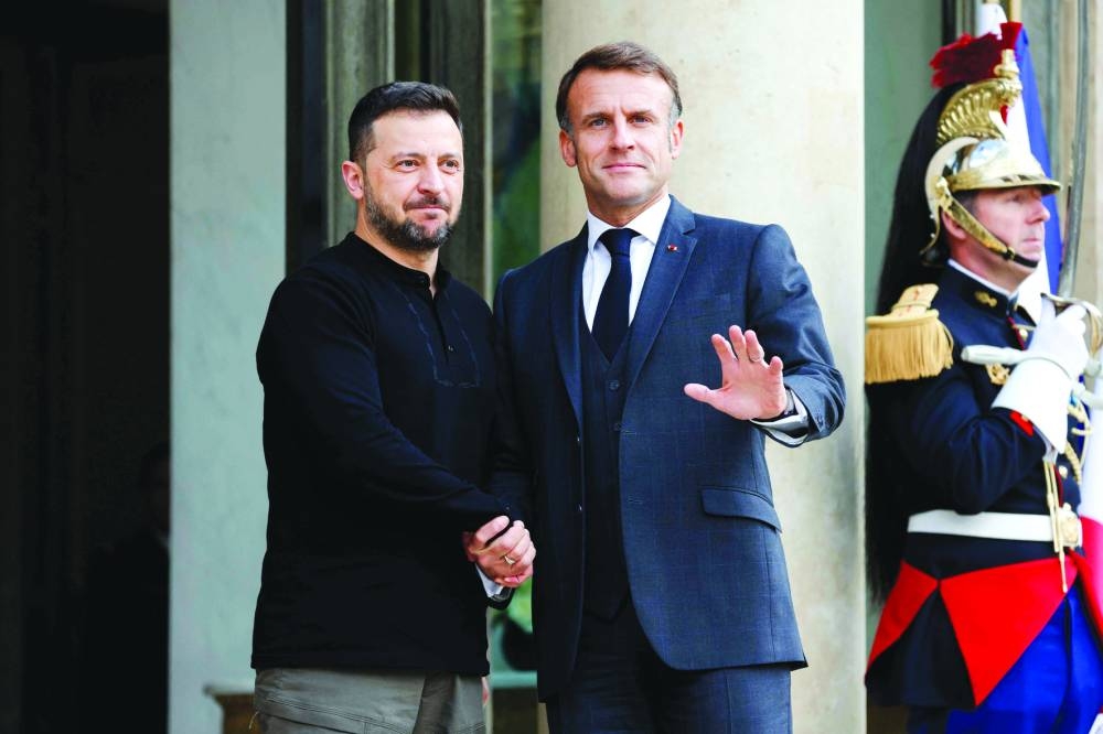 
Macron with Zelensky at the Elysee Palace in Paris. – AFP 