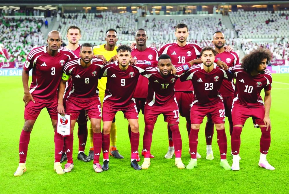 Qatar’s playing XI that beat Kyrgyzstan 3-1 during their 2026 FIFA World Cup qualifying match at Al Thumama Stadium in Doha last Thursday. Qatar face Iran in their next qualifier to be played in Dubai on Tuesday.