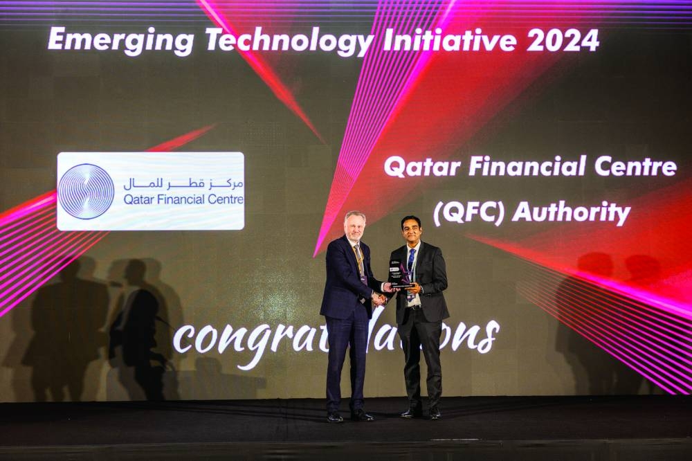 QFC receives 'Emerging Technology Initiative Award', presented at the 8th Middle East Enterprise AI & Analytics Summit.