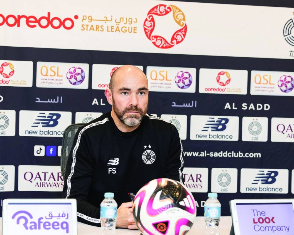 Al Sadd coach Felix Sanchez at a press conference on Thursday.