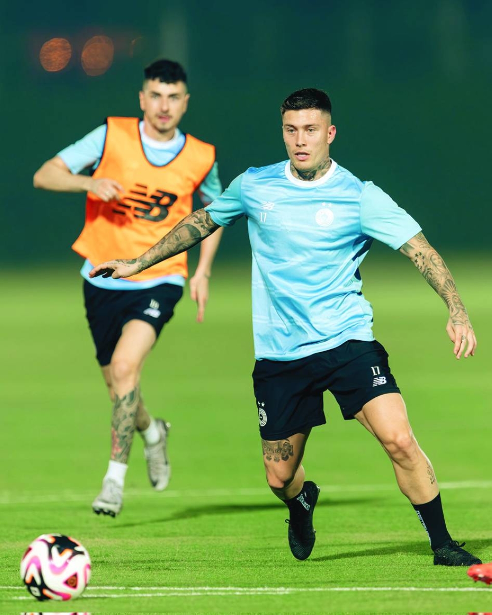 Al Sadd players at a training session on Thursday.