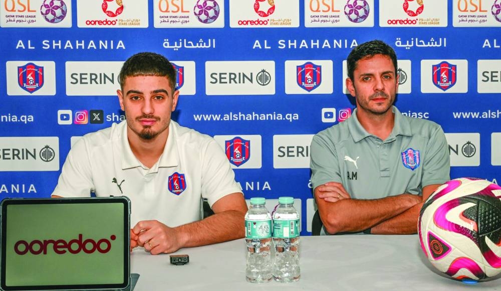 
Al Shahania’s coach Alvaro Mejia (right) midfielder Francesco Antonucci.  
