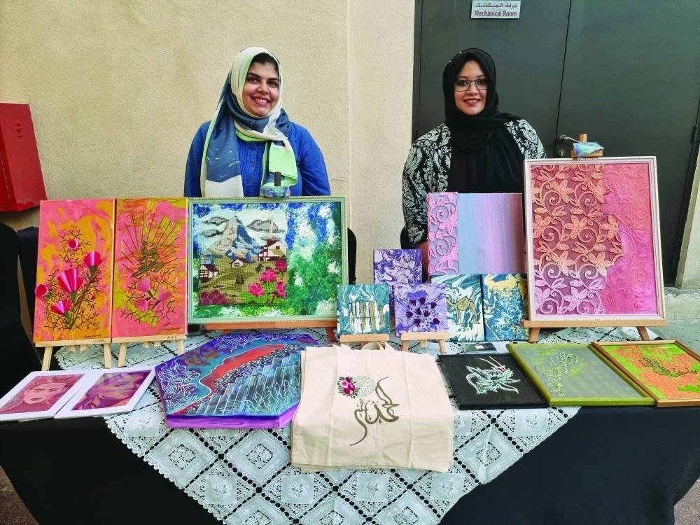Saleema Karalakath (right) incorporates Qatari-inspired and nature-inspired elements in her work.