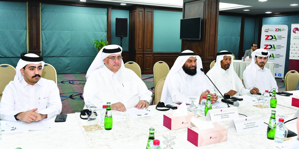 Qatar Chamber officials during a meeting on Wednesday with a delegation from the Zambia Development Agency (ZDA).