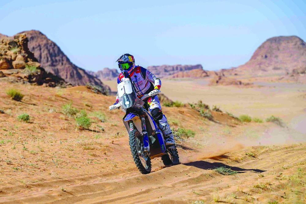 
Mohammed al-Balooshi heads a bumper motorcycle section for Qatar International Baja. 