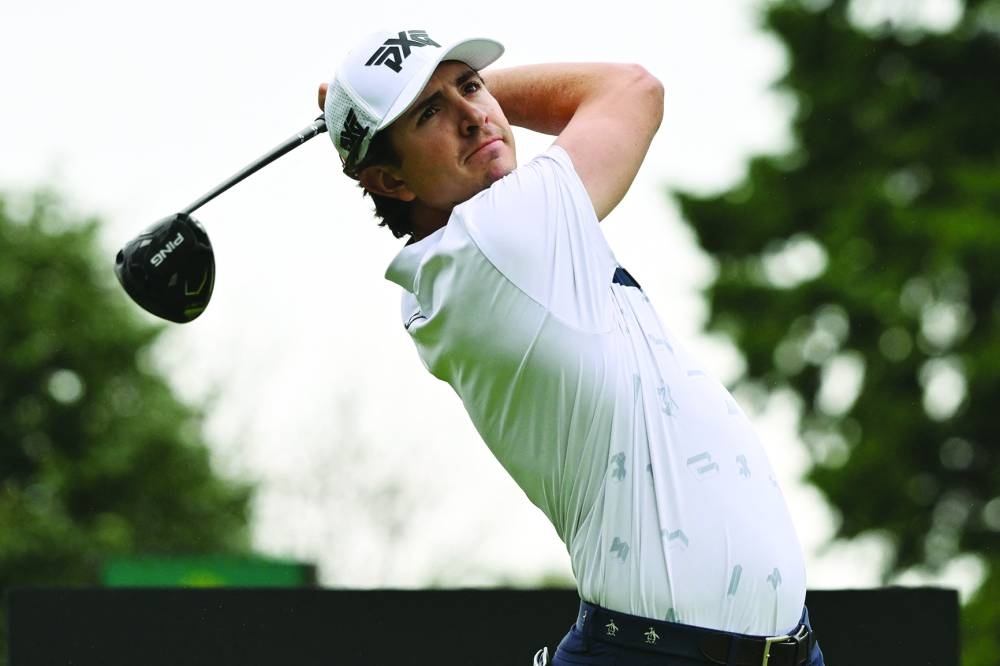 Nico Echavarria of Colombia tees off at the 10th hole during the second round of the Zozo Championship PGA golf tournament at the Narashino Country Club in Inzai, Chiba prefecture on October 25, 2024. (Photo by Toshifumi KITAMURA / AFP)