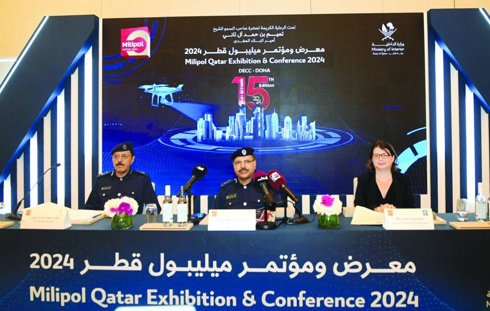 Officials at the Milipol Qatar press conference on Sunday. PICTURES: Shemeer Rasheed
