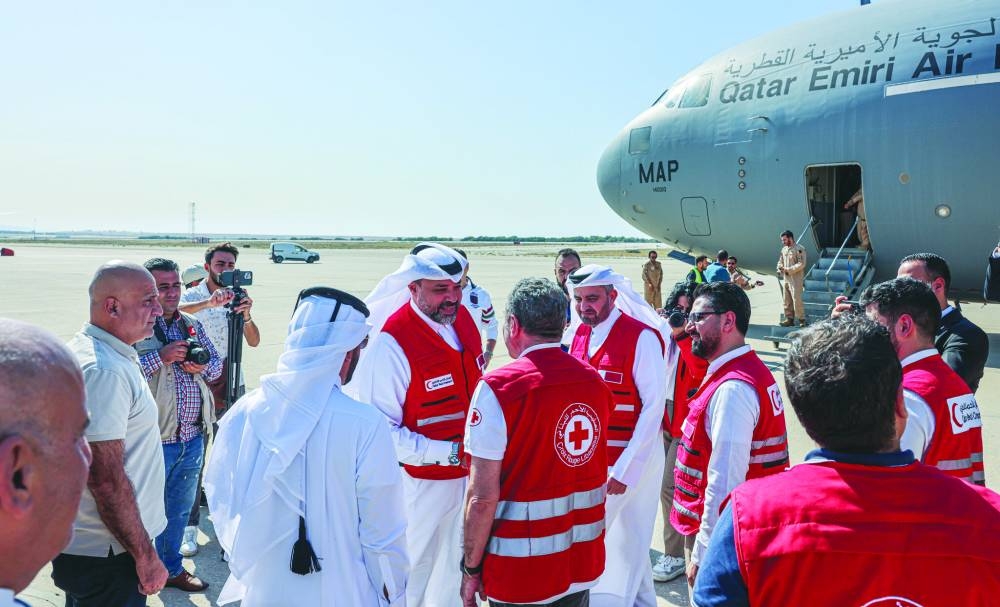 QRCS delegation in Lebanon with a new shipment of humanitarian aid.