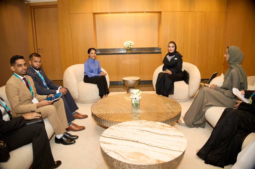 Her Highness Sheikha Moza bint Nasser with the First Lady of Guyana. 
