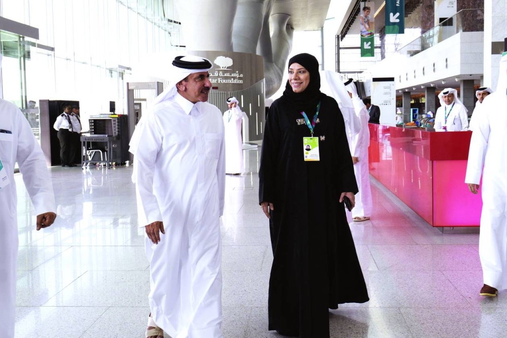 HE the Minister of Transport Jassim Saif  Ahmed al-Sulaiti and Difi executive director Dr Sherifa Noman al-Emadi at the conference Wednesday.