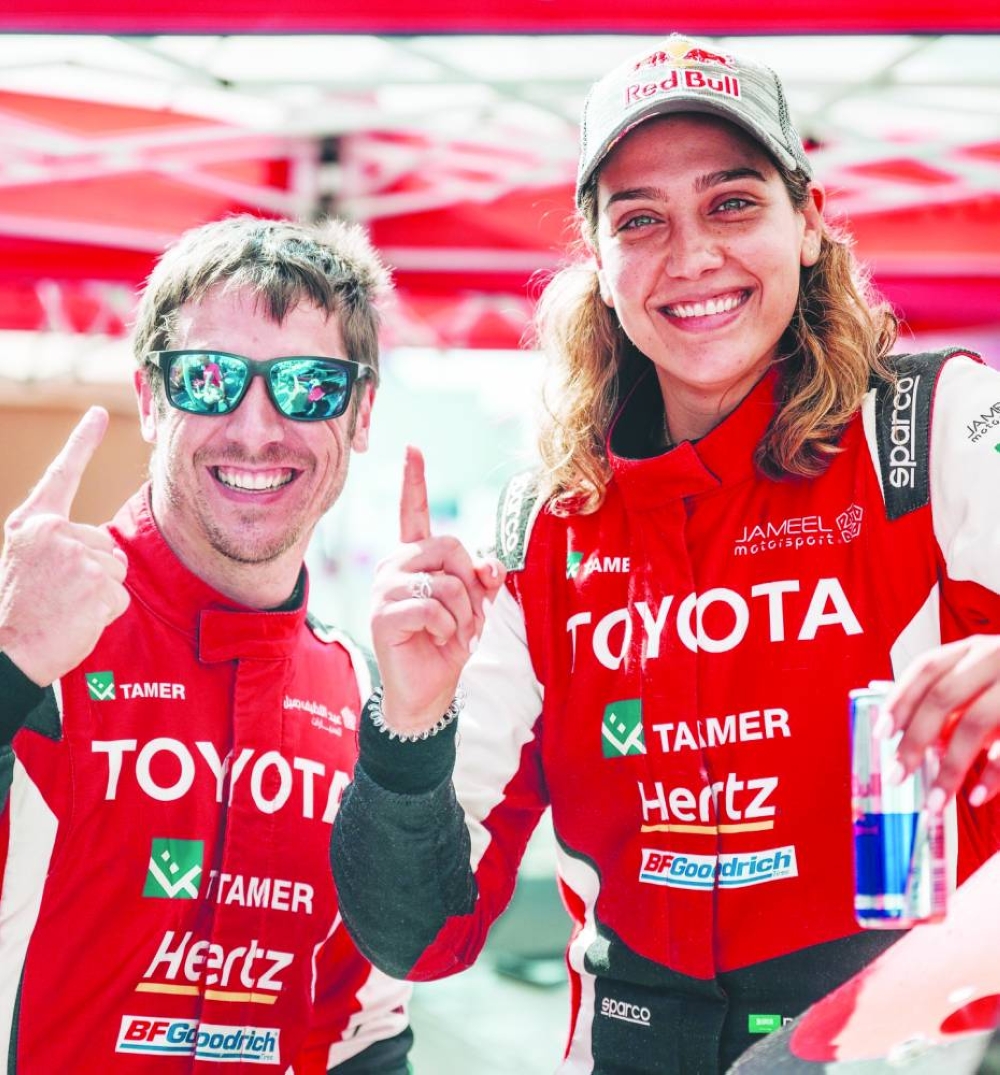 
Saudi Arabian driver Dania Akeel (right) and her French navigator Stephane Duple delivered a stunning performance to lead the car category. 
