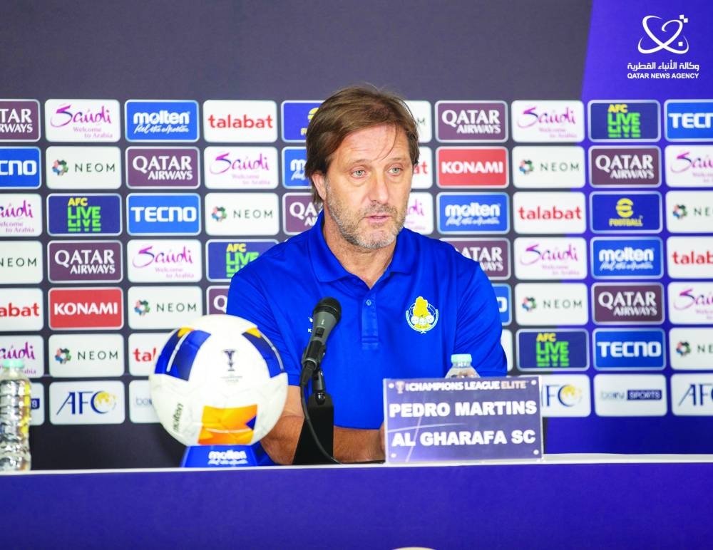
Al Gharafa coach Pedro Martins at a press conference yesterday. 