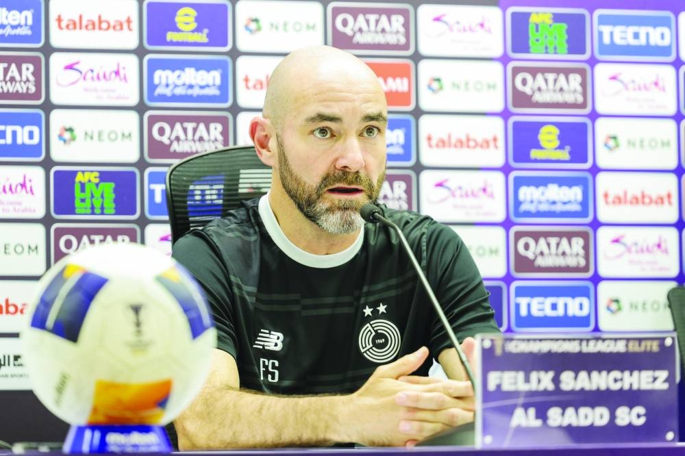
Al Sadd coach Felix Sanchez addressing the media yesterday. 