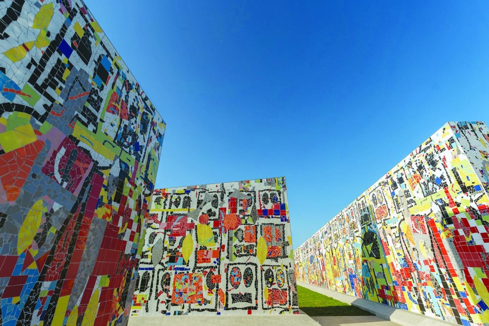 Rashid Johnson’s Village of the Sun, 2020-2024, ceramic mosaic