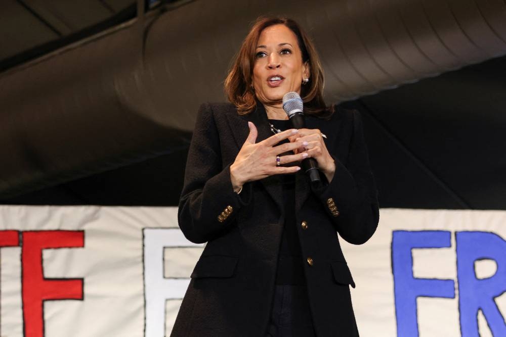 Democratic presidential nominee US Vice President Kamala Harris campaigns in Scranton, Pennsylvania Monday.
