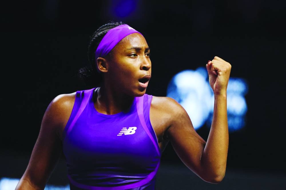 United States’ Coco Gauff reacts after her win over Belarus’ Aryna Sabalenka. (AFP)