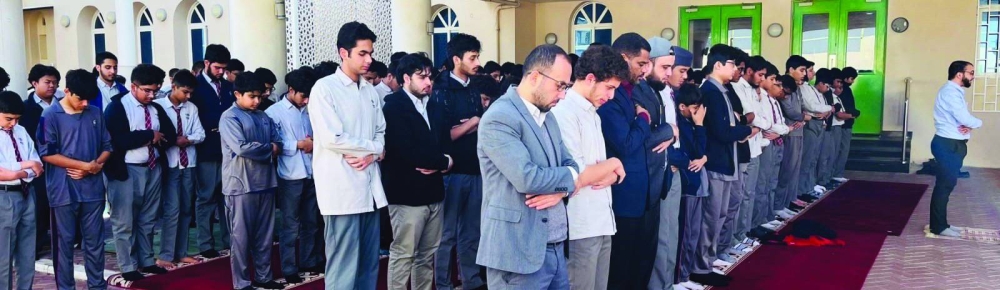 Students at TNG Wakra Secondary participate in the Istisqa prayer.