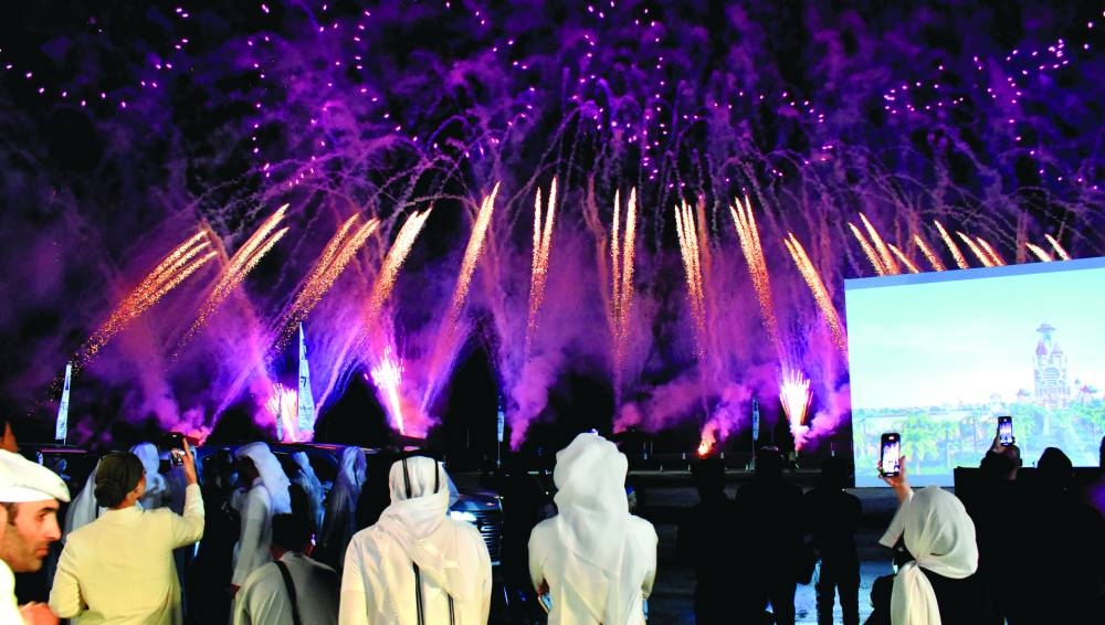 A view of the fireworks marking the groundbreaking for ‘Land of Legends Qatar’ Wednesday. PICTURE: Thajudheen