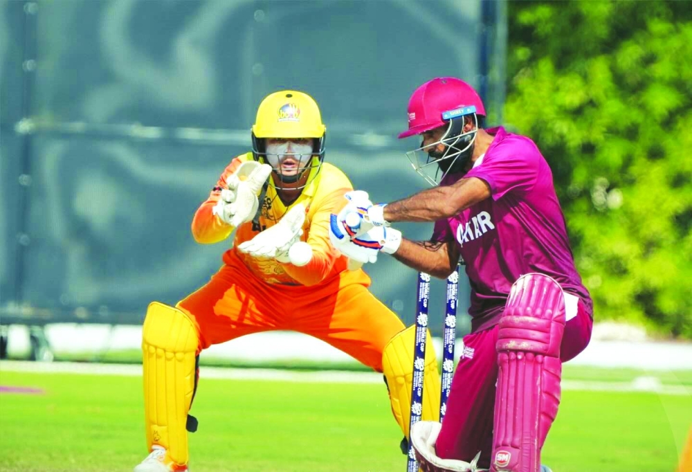 Action from Qatar-Bhutan match held at University of Doha for Science and Technology ground in Doha on Wednesday.