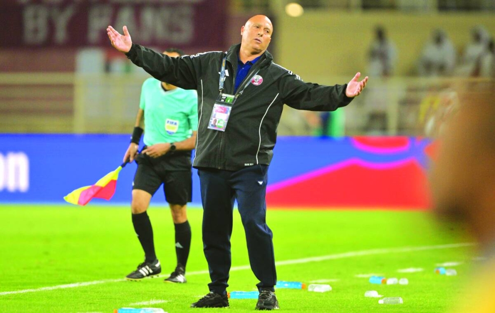
Coach Marquez Lopez reacts during Qatar’s loss to the UAE in Abu Dhabi on Tuesday.
 