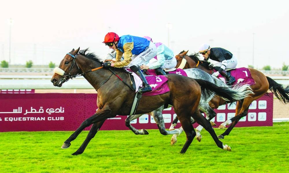 Jockey James Doyle rode Wathnan Racing’s Dark Trooper to the Barzan Cup win on Thursday. PICTURE: Juhaim