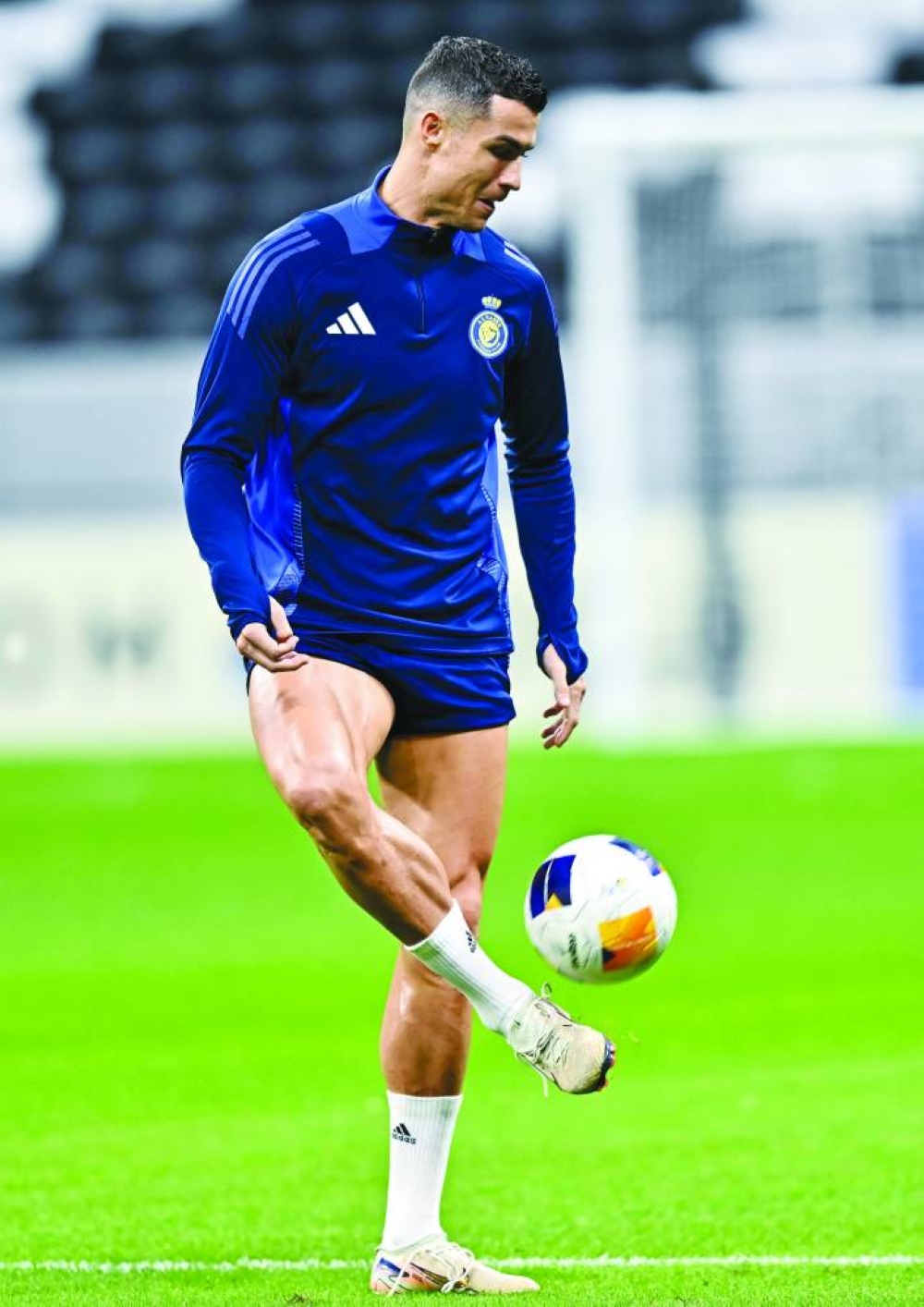 Al Nassr Ronaldo’s during a training session on Sunday, on the eve of their AFC Champions League Elite match against Al Gharafa at Thani Bin Jassim Stadium in Doha. PICTURES: Noushad Thekkayil