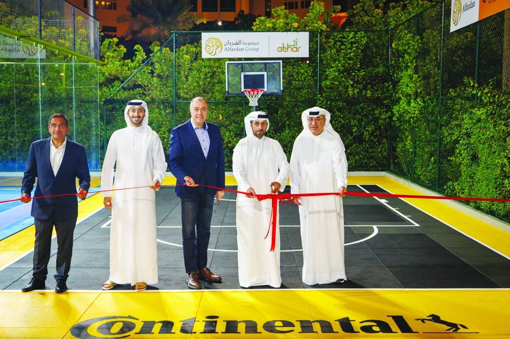 HE the Minister of Municipality Abdullah bin Hamad bin Abdullah al-Attiyah inaugurating the first sustainable basketball court in Al Gassar Resort in Doha.
