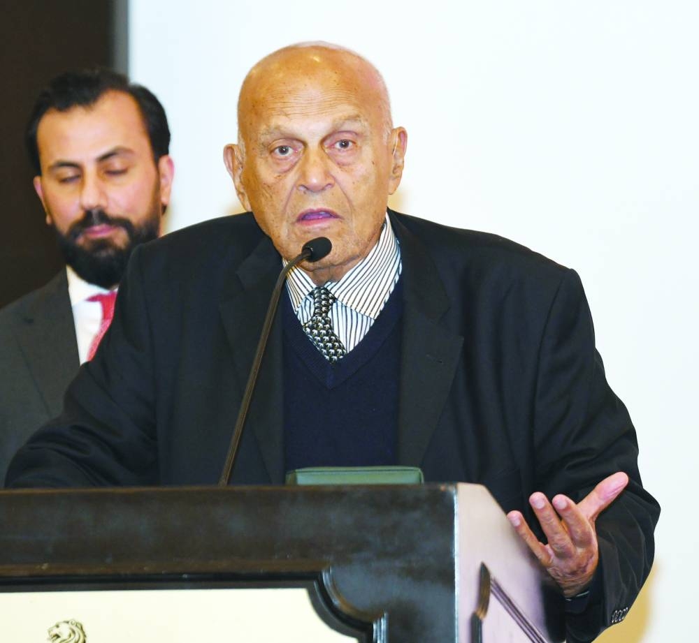 Prof Magdi Yacoub speaking at the event.