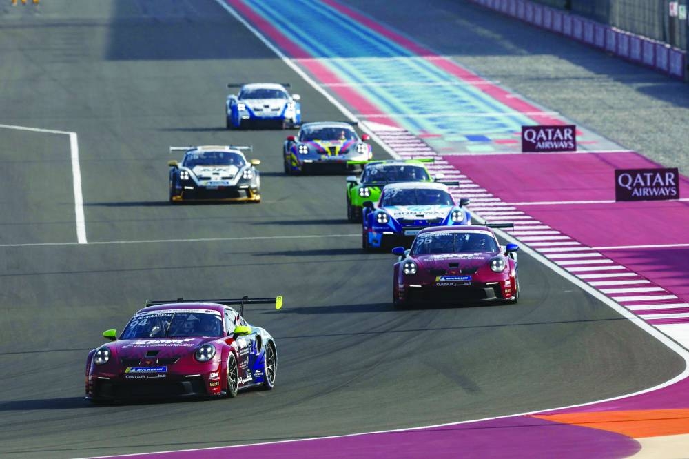 
Qatar drivers Abdullah al-Khulaifi, Ghanim al-Maadheed and Ibrahim al-Abdulghani in action during the Porsche Carrera Cup Middle East series, which is being held on the sidelines of the Qatar Grand Prix. 