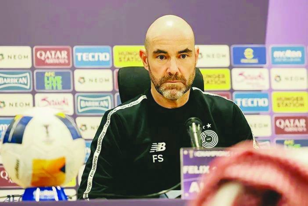 
Felix Sanchez, the Al Sadd coach, attends a press conference in Riyadh yesterday. Al Sadd take on home side Al Nassr today. 